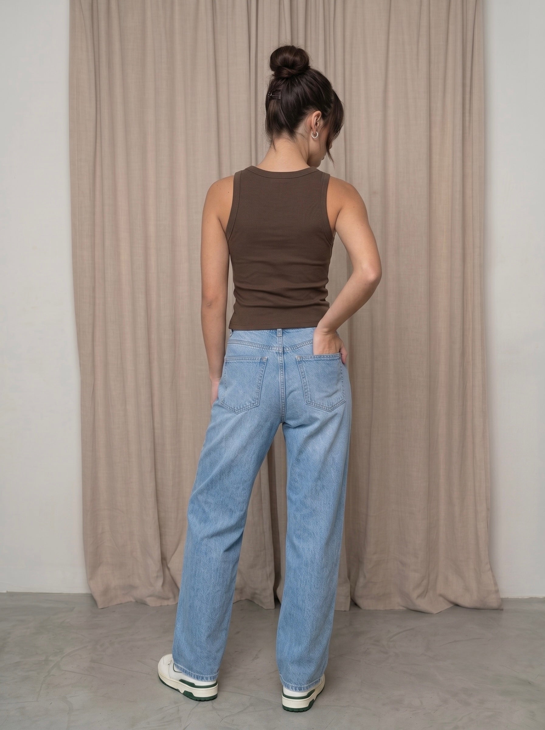 Saint Tropez Ribbed Tank Top Brown