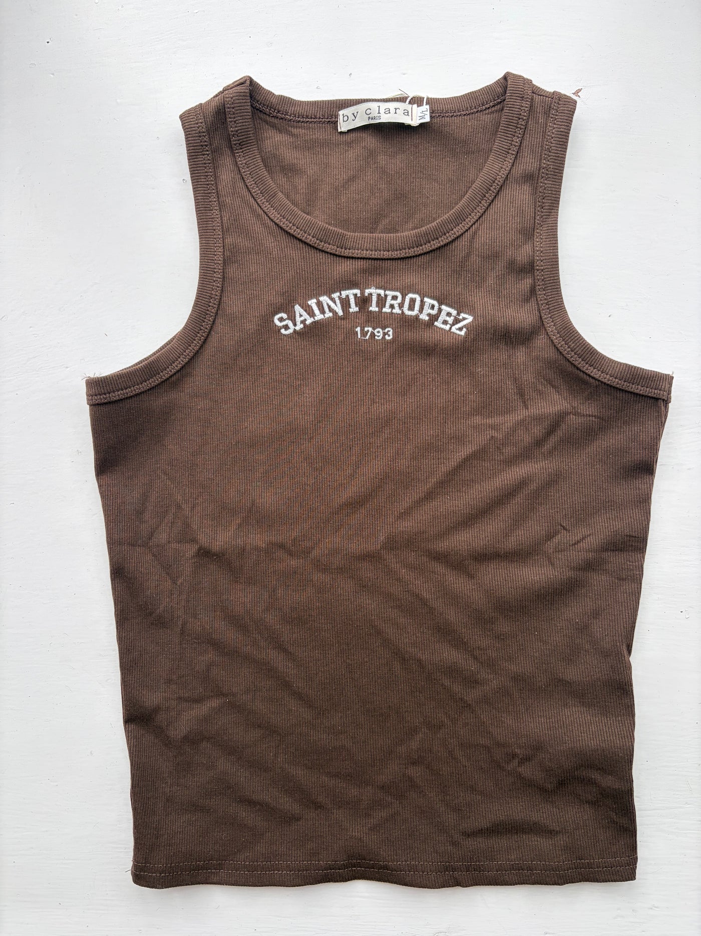 Saint Tropez Ribbed Tank Top Brown