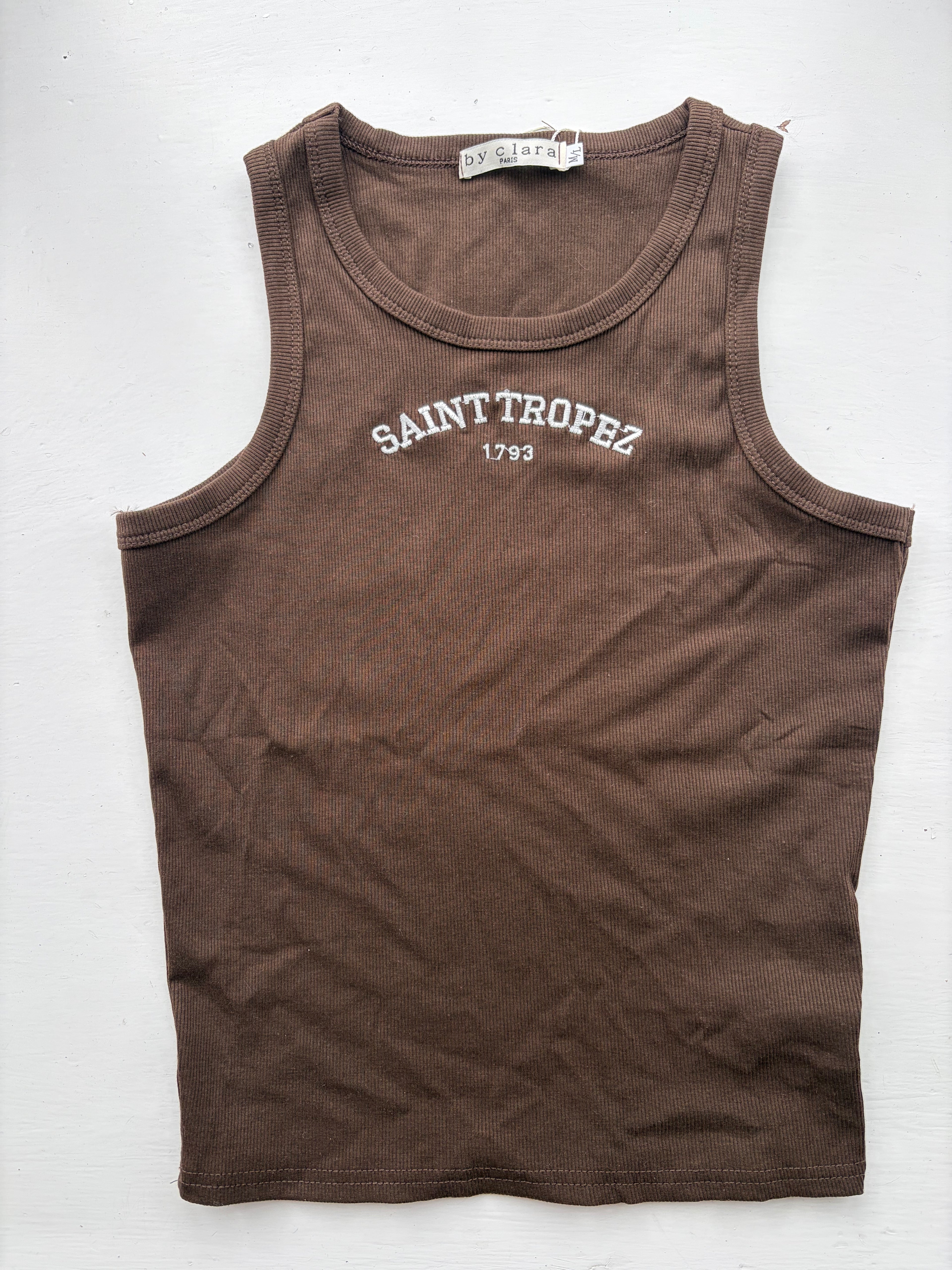 Saint Tropez Ribbed Tank Top Brown