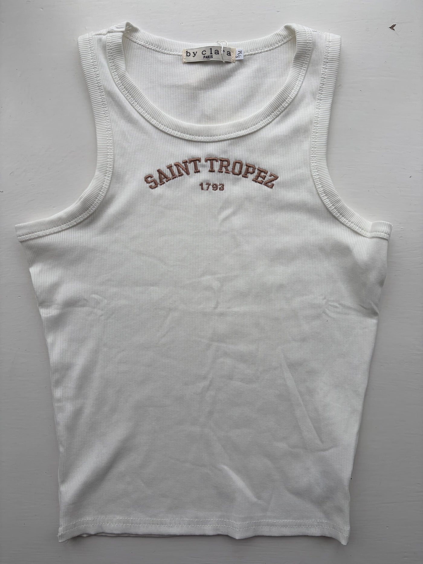 Saint Tropez Ribbed Tank Top Off-White
