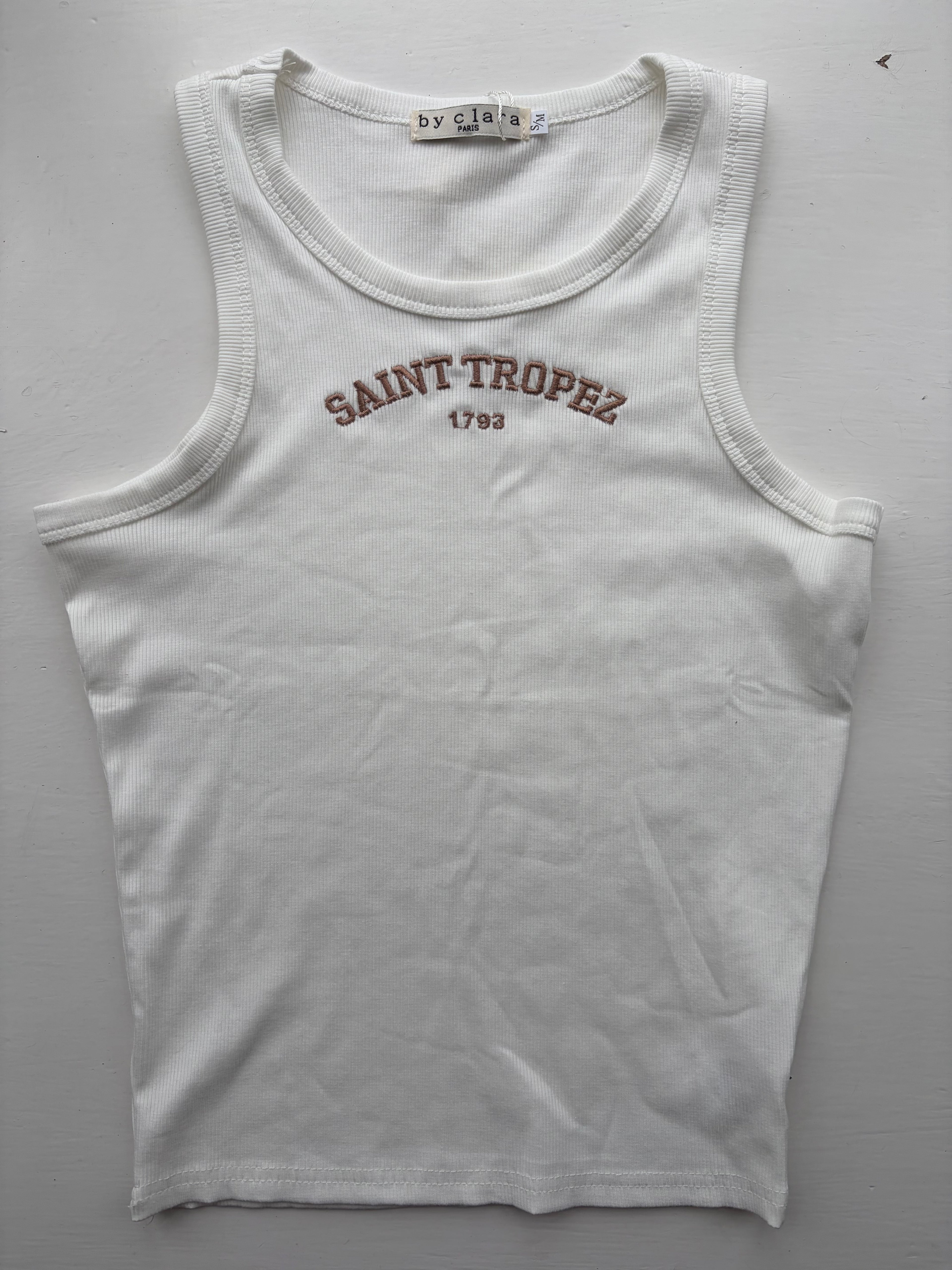 Saint Tropez Ribbed Tank Top Off-White